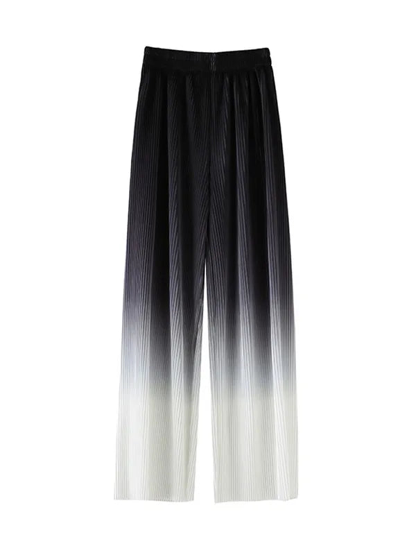 بنطلون نسائي واسع الساق ذو خصر مرتفع