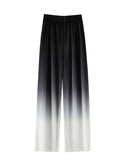 بنطلون نسائي واسع الساق ذو خصر مرتفع